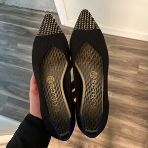 Rothy’s - The Point - Black & Gold Embroidered Toe